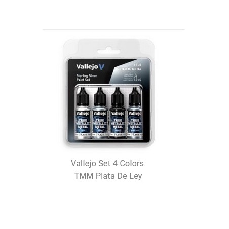 ACRILICOS VALLEJO : SET 4 COLORES METAL PLATA DE LEY