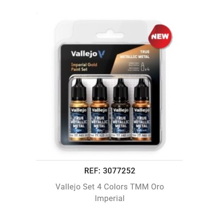 ACRILICOS VALLEJO : SET 4 COLORES METAL ORO IMPERIAL