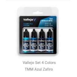 ACRILICOS VALLEJO : SET 4 COLORES METAL AZUL ZAFIRO