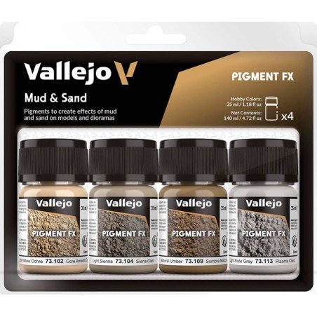 ACRILICOS VALLEJO : PIGMENTOS SET barro y arena