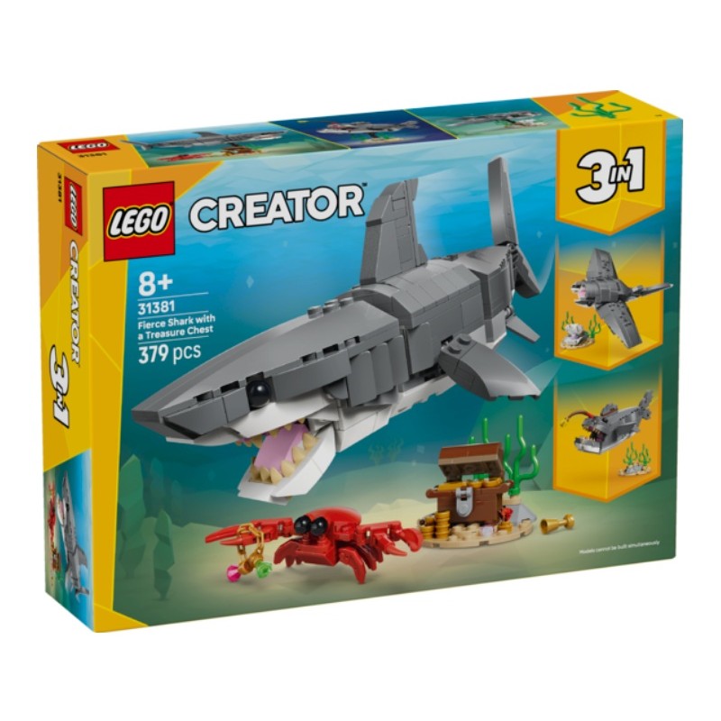 LEGO Creator 3en1 :  Feroz Tiburón con Cofre del Tesoro