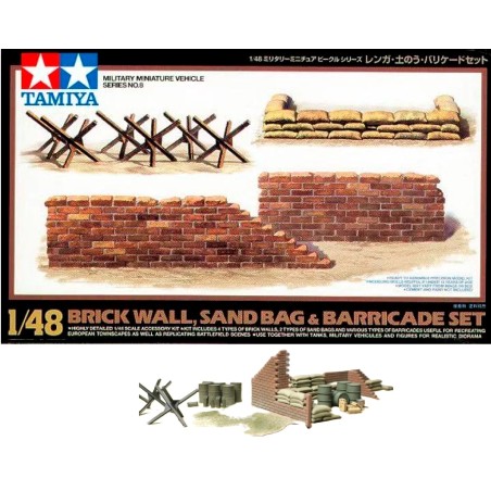 TAMIYA: SET BRICK WALLM - SAND BAG - BARRICADE  escala 1:48