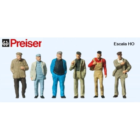 PREISER : FIGURAS 6 OBREROS  escala HO