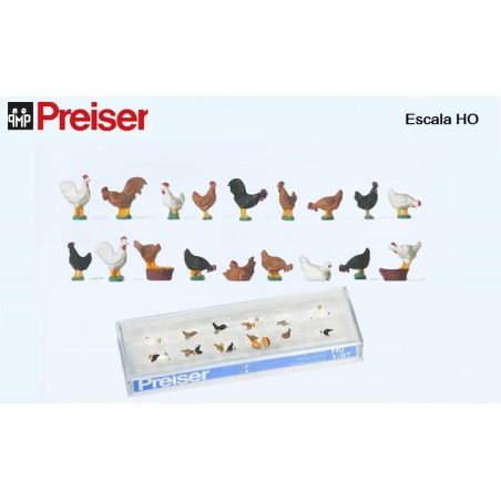 PREISER : GALLOS y GALLINAS   escala HO