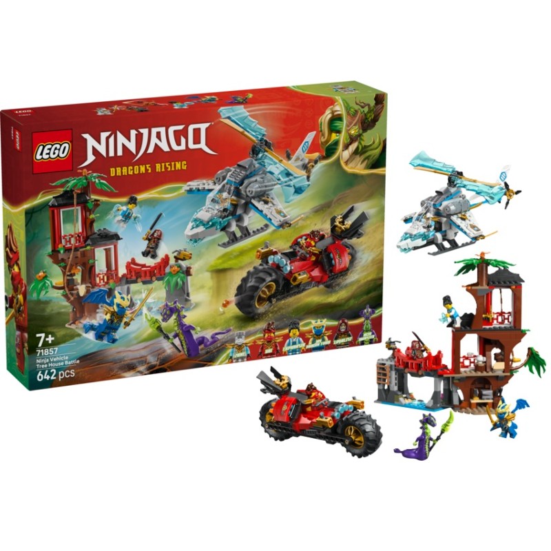 LEGO NINJAGO Batalla de Vehículos Ninja Junto a la Casa del Árbol (71857