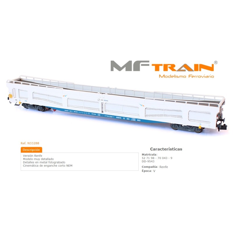 MFTRAIN : VAGON PORTA COCHES  Renfe G.LINEAS BLINDADO  Escala N
