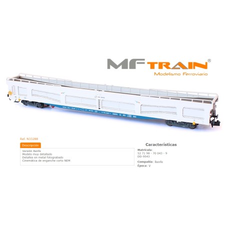 MFTRAIN : VAGON PORTA COCHES  Renfe G.LINEAS BLINDADO  Escala N