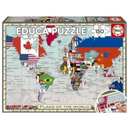 EDUCA : Puzzle de 150 pzs. GEOPUZZLE BANDERAS
