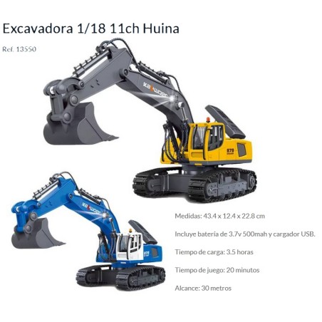 HUINA : EXCAVADORA R.C. 11 canales Escala 1:18