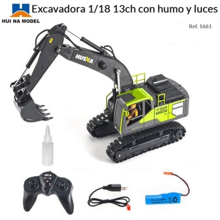 HUINA : EXCAVADORA R.C. 13 canales Escala 1:18