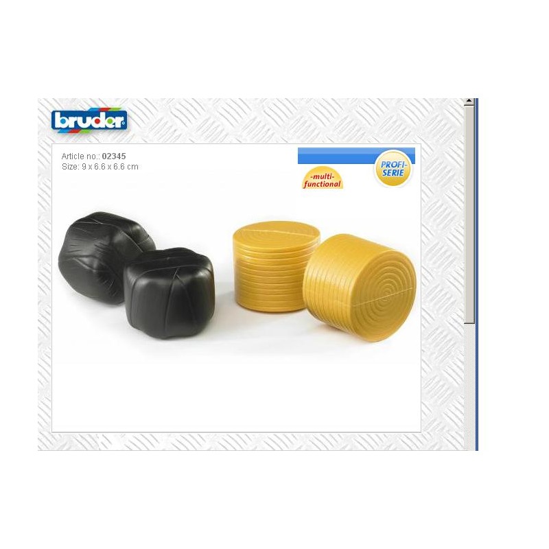 BRUDER : SET FARDOS ( 2 negros + 2 amarillos ) para embaladora