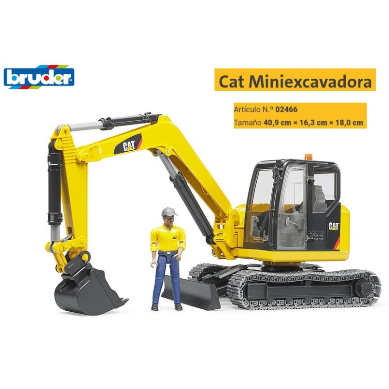 BRUDER : CAT MINIEXCAVADORA CON TRABAJADOR  escala 1:16