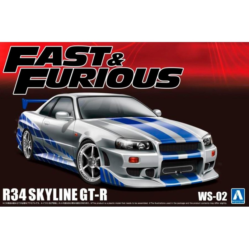 AOSHIMA : NISSAN SKYLINE R34 GTR  escala 124