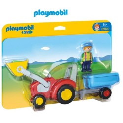 PLAYMOBIL : 1.2.3  TRACTOR CON REMOLQUE