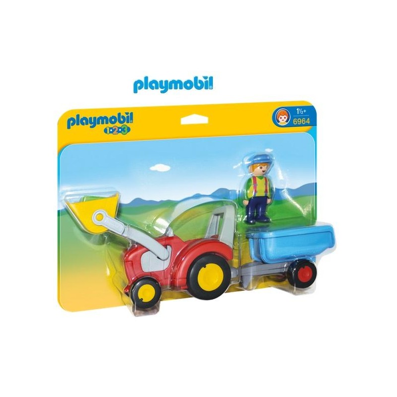 PLAYMOBIL : 1.2.3  TRACTOR CON REMOLQUE