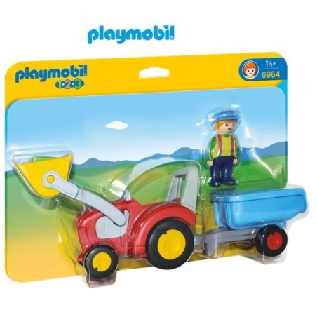 PLAYMOBIL : 1.2.3  TRACTOR CON REMOLQUE
