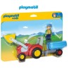 PLAYMOBIL : 1.2.3  TRACTOR CON REMOLQUE