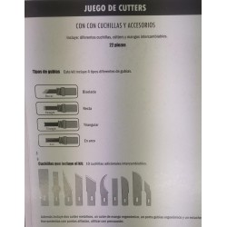 DISMOER : JUEGO DE CUTTERS Y CUCHILLAS accesorios : 22 pzs.