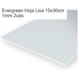 EVERGREEN : HOJAS LISAS  2 unidades 15 x 30 cm - 1 mm.