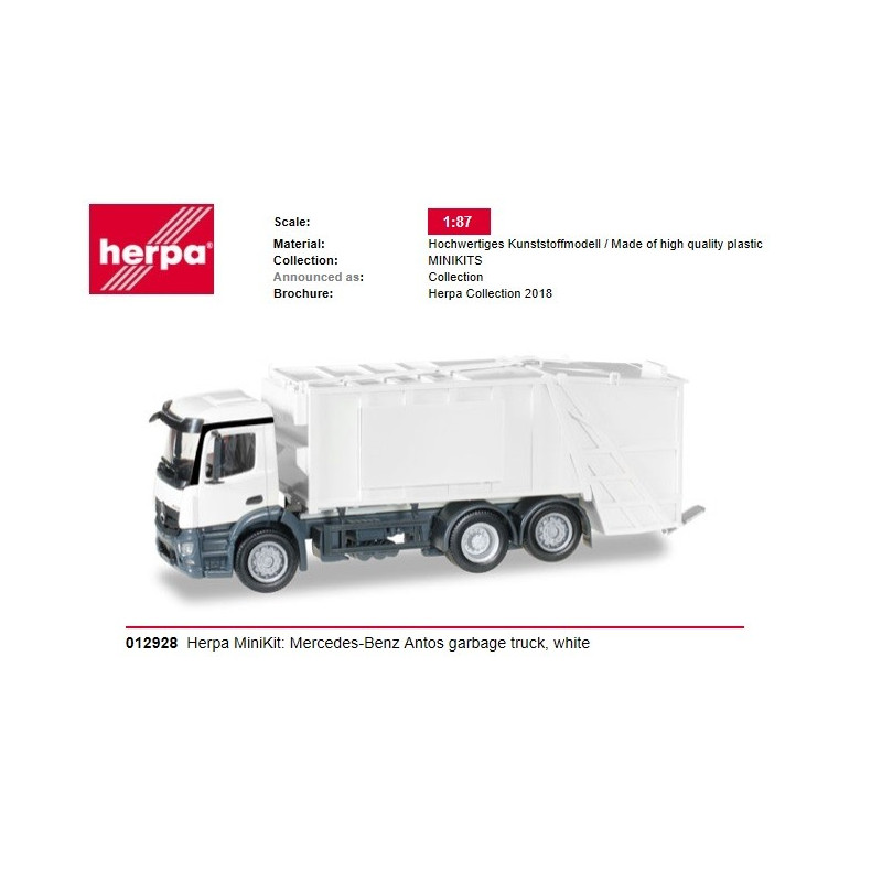 Herpa MiniKit: Mercedes-Benz Antos Camion Basura    Escala  1:87