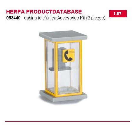 HERPA :  Cabina telefónica Accesorios Kit (2 piezas)  escala 1:87
