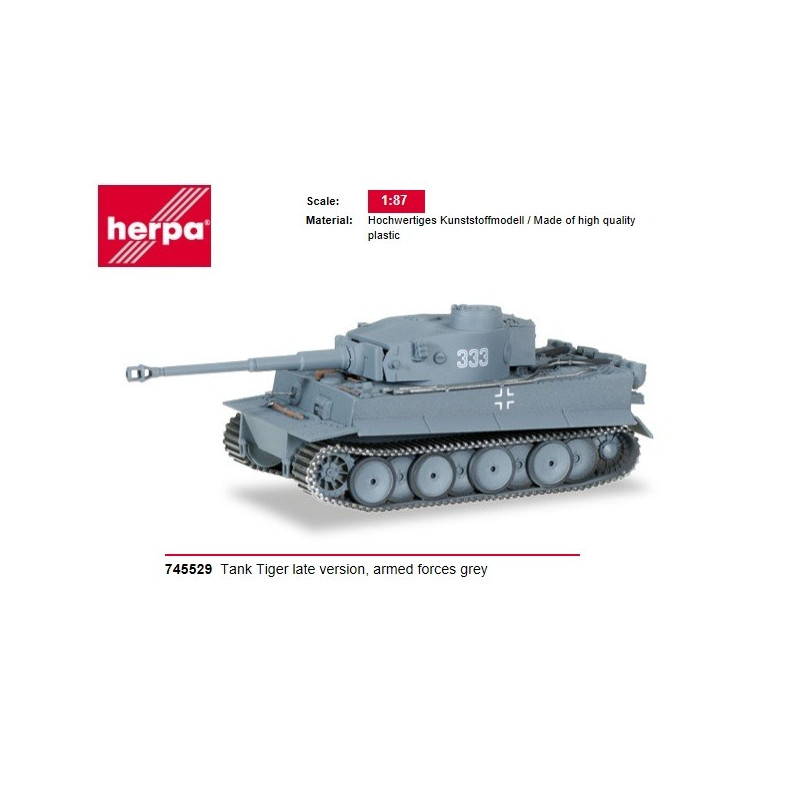 Herpa Military : Tank Tiger late version, armed forces grey   Escala  1:87