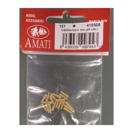 AMATI : Cabillas de Boj  8 mm ( 20 unidades )
