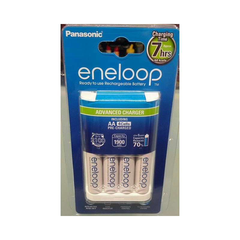 CARGADOR ENELOOP 7 horas AA  AAA « MQR06 » + 4 baterias AA  2000 mAh