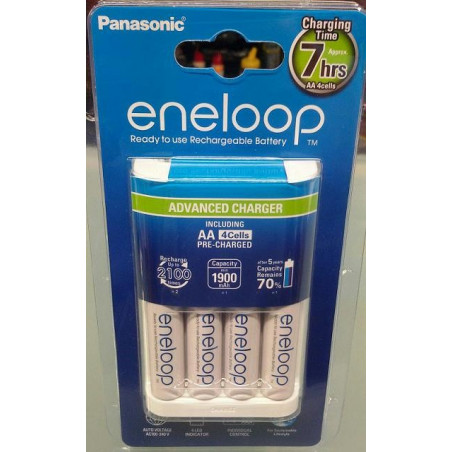 CARGADOR ENELOOP 7 horas AA  AAA « MQR06 » + 4 baterias AA  2000 mAh